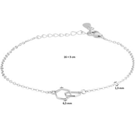 zilveren set collier en armband met zeshoek