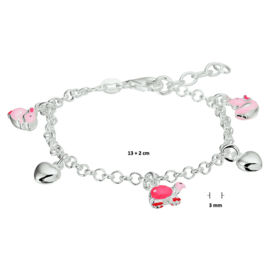 armband hart en dieren 13 + 2 cm