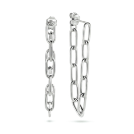 Zilveren oorhangers paperclip ronde buis