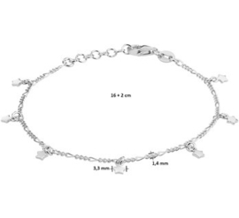 zilveren set collier en armband met sterren