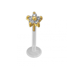 14 karaat gouden piercing: zirkonia ster