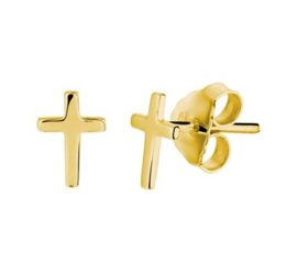 Goud op zilveren oorstekers kruis