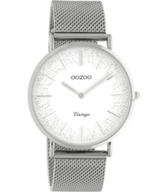 OOZOO Vintage zilver/wit glitter 40 mm
