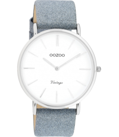 OOZOO Vintage blauw/wit glitter 40 mm