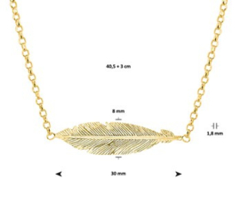 Goud op zilver collier veer