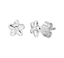 Zilveren oorstekers bloem zirkonia