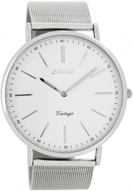 OOZOO horloge wit / zilver 44 MM