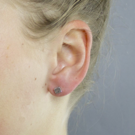 Zilveren oorstekers met streepjesstructuur