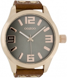 OOZOO horloge grijs / cognac / rosé 51 MM C1106