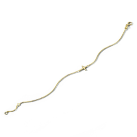 Gouden armband kruis 16,5 - 18,5 cm