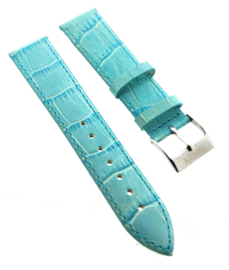 Horlogebandje bandje 20 mm licht blauw croco