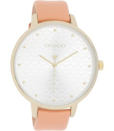 OOZOO Timepieces peach roze/goud hartjes 48 mm