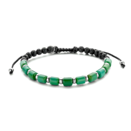 kralenarmband groen agaat en lavasteen 5,5 mm 16 - 26 cm