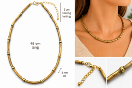 Handgemaakt Collier van Gepatineerd Messing – Vintage Halsketting met Antieke Uitstraling