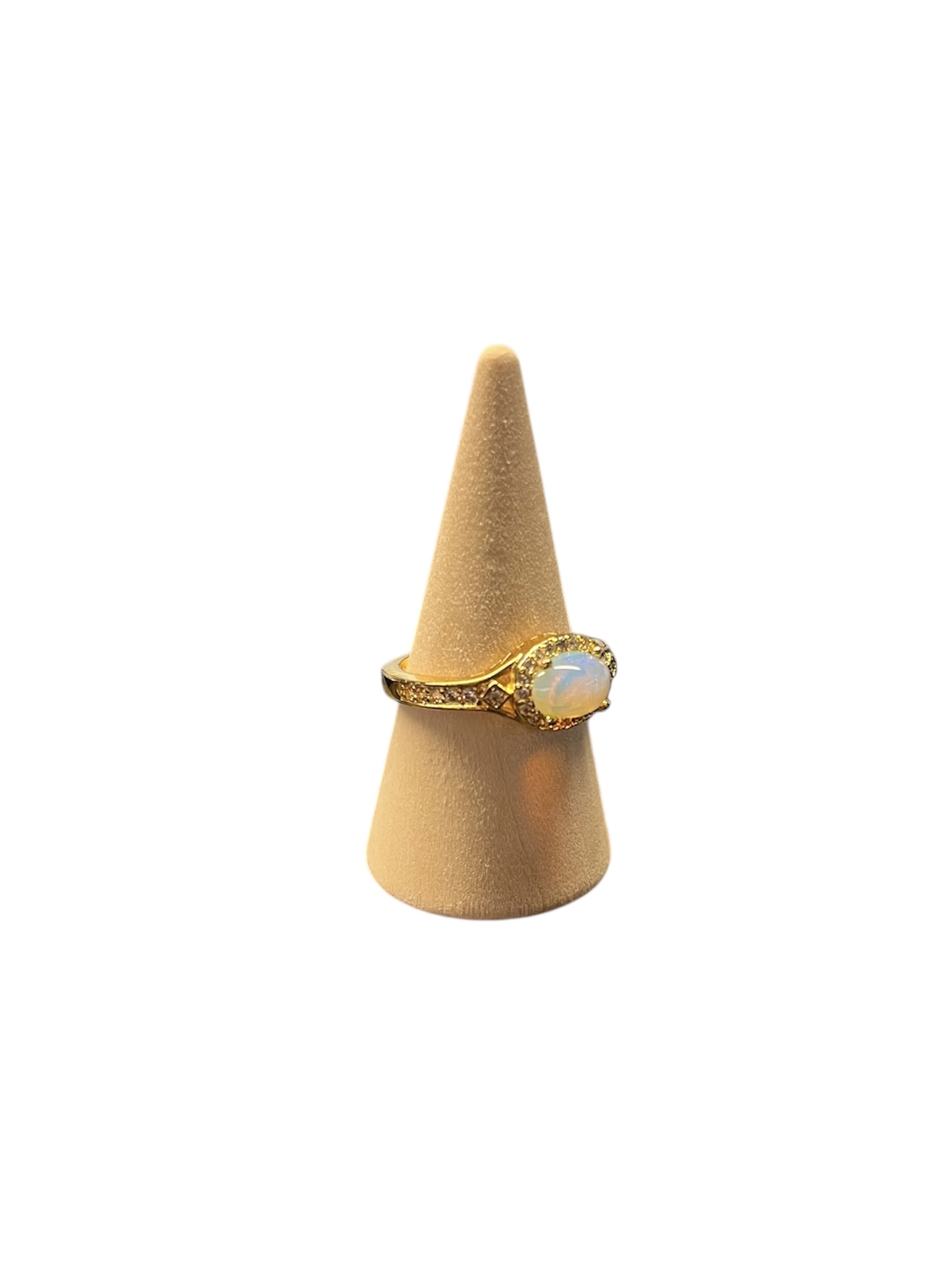 Handgemaakte vergulde zilveren opal ring