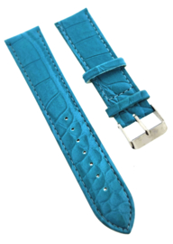 Horlogeband 22 mm lichtblauw croco