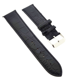 Horlogeband 22 mm zwart croco