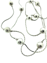 Zilveren collier met bollen lang
