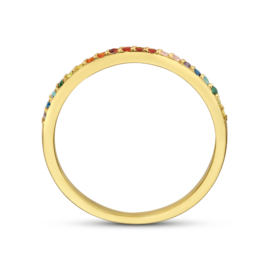 vergulde ring met multi zirkonia