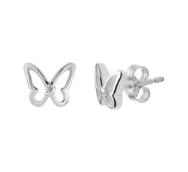 Zilveren oorstekers vlinder zirkonia