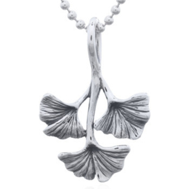 zilveren ketting hanger met ginkgo blaadjes