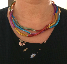 Handgemaakt collier golven multicolor