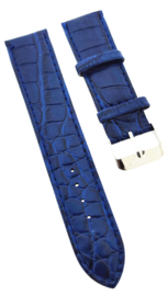 Horlogeband 22 mm blauw croco