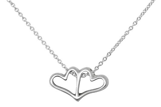 zilveren ketting met twee hartjes