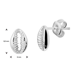 uitgebreide zilveren set: collier, armband en oorbellen schelp