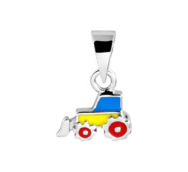 Zilveren kinder kettinghanger tractor