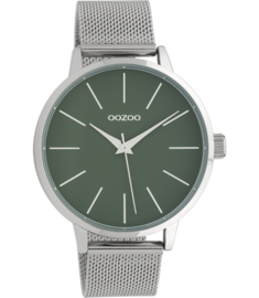 OOZOO Timepieces zilver/forrest green 42 mm