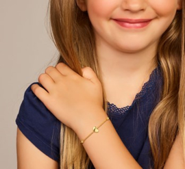 vergulde set ketting en armband met hartje