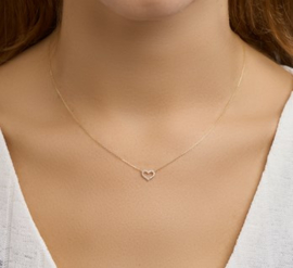 Gouden collier zirkonia hart