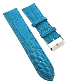 Horlogeband 24 mm lichtblauw croco