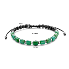 kralenarmband groen agaat en lavasteen 5,5 mm 16 - 26 cm