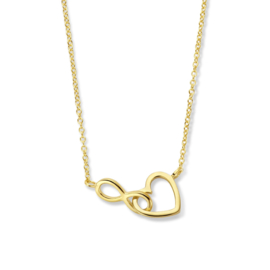 vergulde collier: hart en infinity