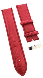 Horlogeband 22 mm rood croco