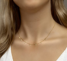 Goud op zilver collier hartjes