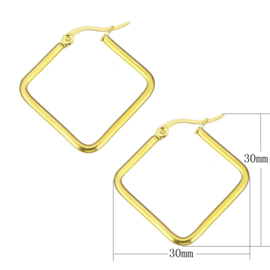 edelstalen oorringen: rechthoek