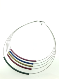 Handgemaakt collier 5 strengen multicolor