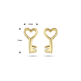 Gouden oorstekers hart sleutel
