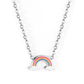 edelstalen ketting met regenboog