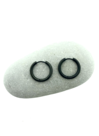 Edelstalen klapcreolen zwart 19 mm