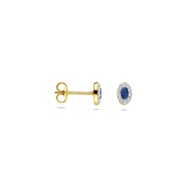 oorknoppen synth. swarovski en saffier 5,5 mm