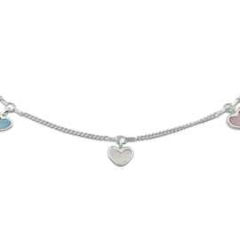 Zilveren kinderketting hartjes