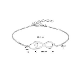 Armband infinity en hart 1,3 mm 16 + 3 cm