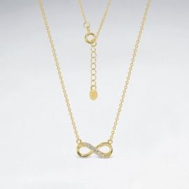 Vergulde ketting met infinity teken met steentjes