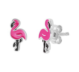 Zilveren oorstekers flamingo