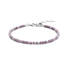 Zilveren armband bolletjes gediamanteerd violet glas