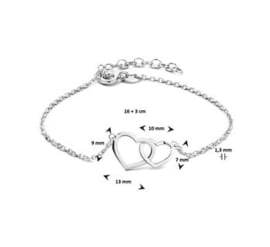 Armband hartjes 1,3 mm 16 + 3 cm